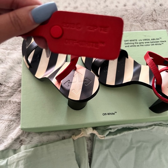 Off white zip tie ankle strap heels size 6 - Picture 10 of 16